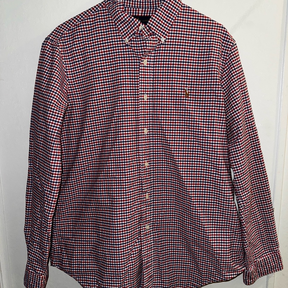 Ralph Lauren Red & Blue Gingham Button Down Shirt - Men’s Large